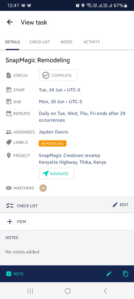Screenshot showing the navigate option.