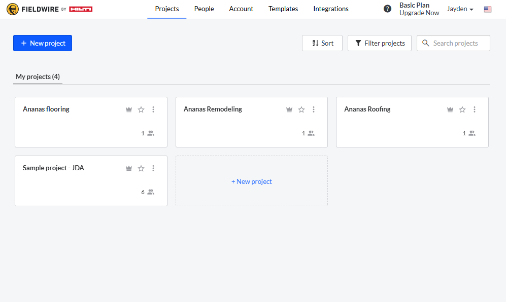 Screenshot showing the Fieldwire web app interface.