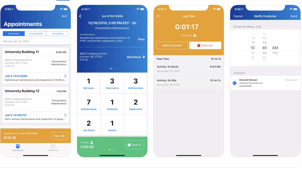 ServiceTrade's mobile app has a more vibrant color theme and a modern design.
