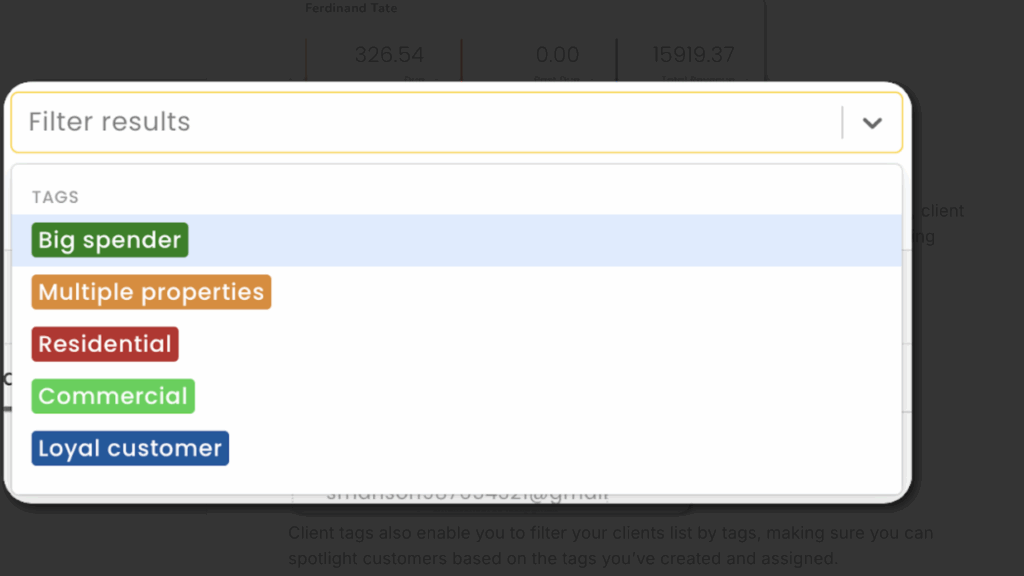 With Workiz, you can add custom client tags, such as big spender, loyal customer, residential, commercial, and more, so workers know what they’re dealing with.