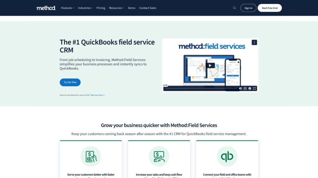 A screenshot of the Method:Field Services website