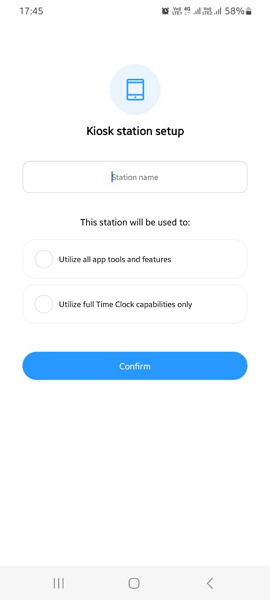Screenshot showing the Connecteam kiosk app   