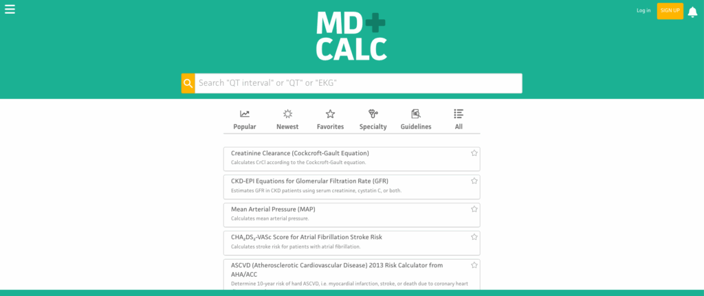 MDCalc web interface