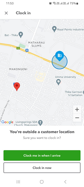 Screenshot showing QuickBooks Time geofence options. 
