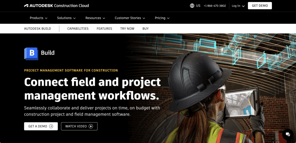 Homepage of Autodesk Build