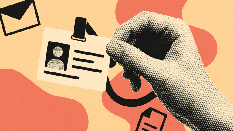 hand holding employee id card