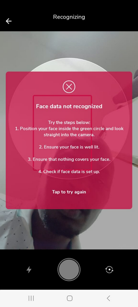 Screenshot showing Jibble’s facial recognition.