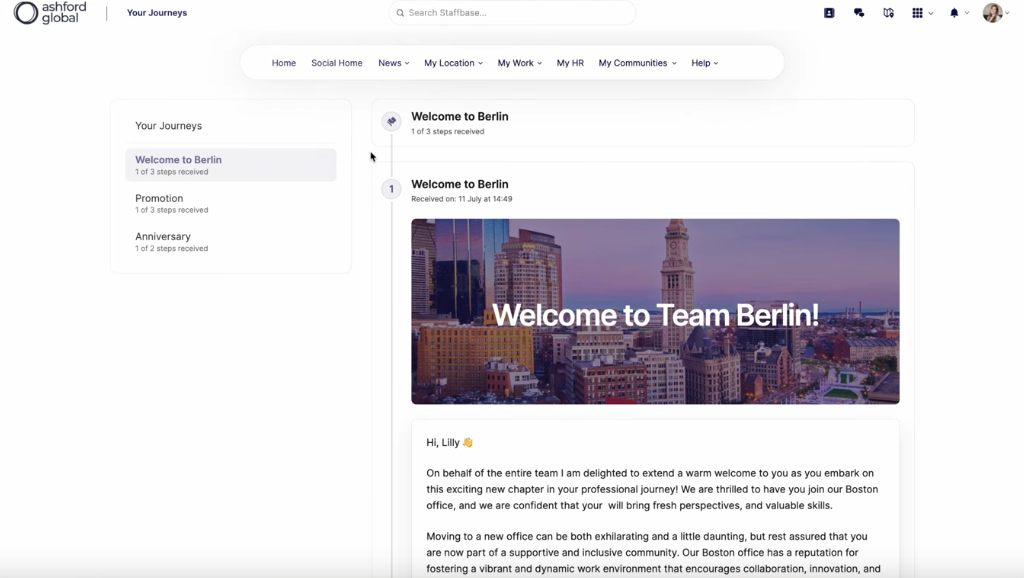 Screenshot from the Staffbase platform