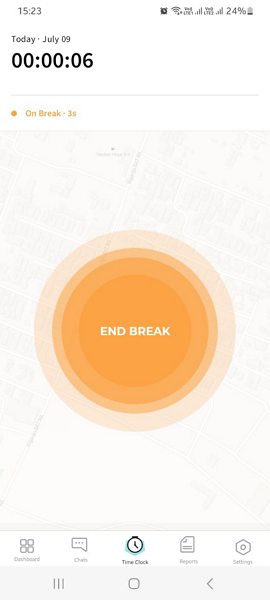 Screenshot showing Atto’s break tracking on mobile.