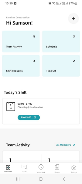 Screenshot showing the home screen of Atto’s mobile app