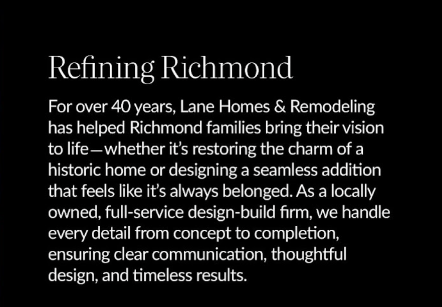 A short paragraph from the Lane Homes flyer describing services.