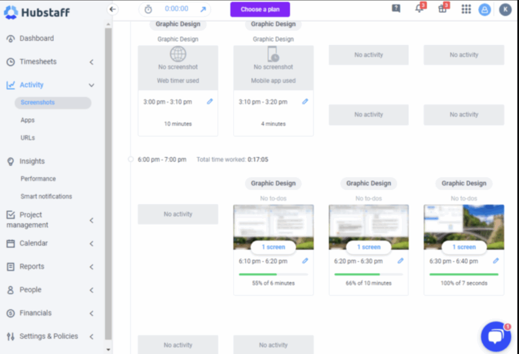 Hubstaff takes blurred screenshots to uphold employees’ privacy.