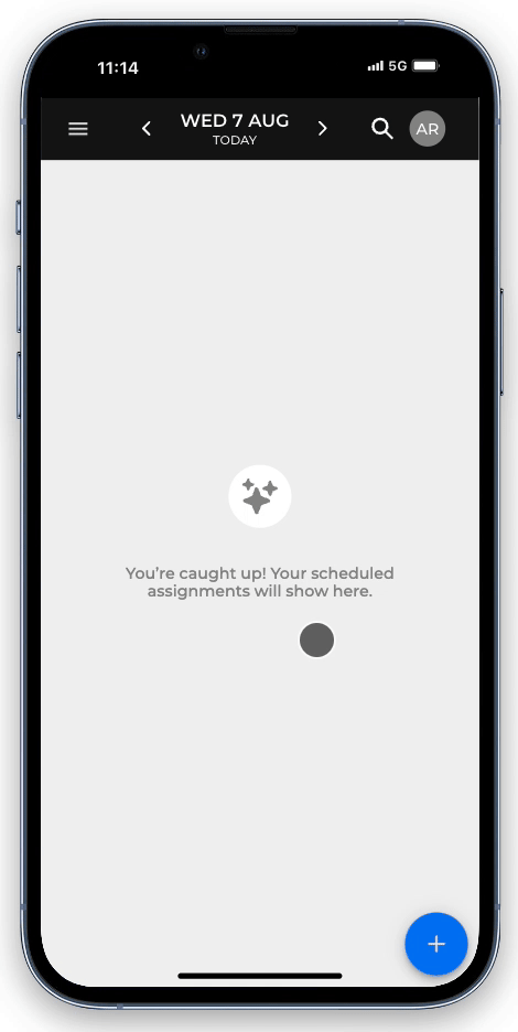 Screen grab showing the process of going offline in Assignar&rsquo;s app.
