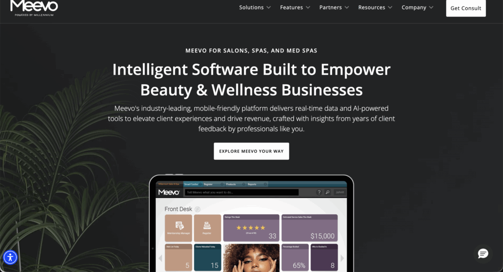 Meevo homepage screenshot