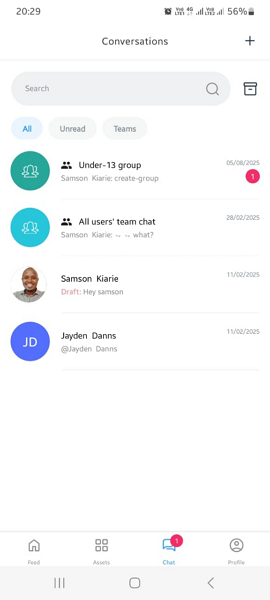 Screenshot showing Connecteam’s chat on mobile.