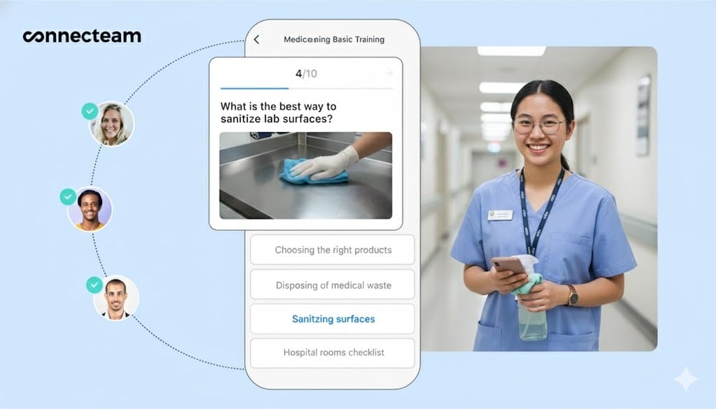 Illustration of Connecteam’s training feature.
