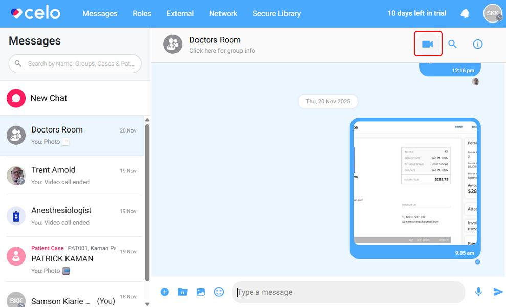 Screenshot showing Celo’s video calling feature.