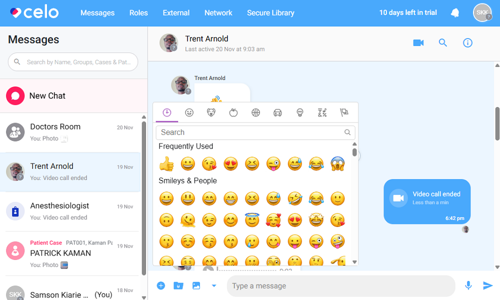 Screenshot showing Celo’s emoji options