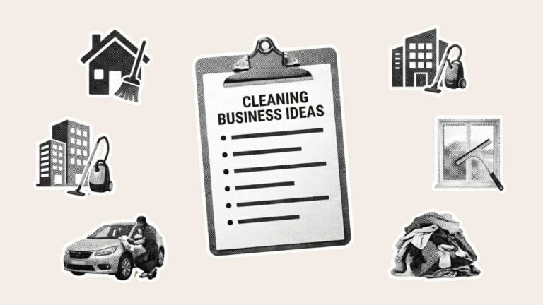 A collage of cleaning business ideas shown by different objects that can be cleaned