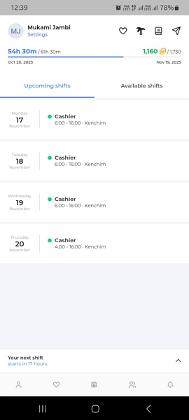 Screenshot showing the Workfeed mobile app.
