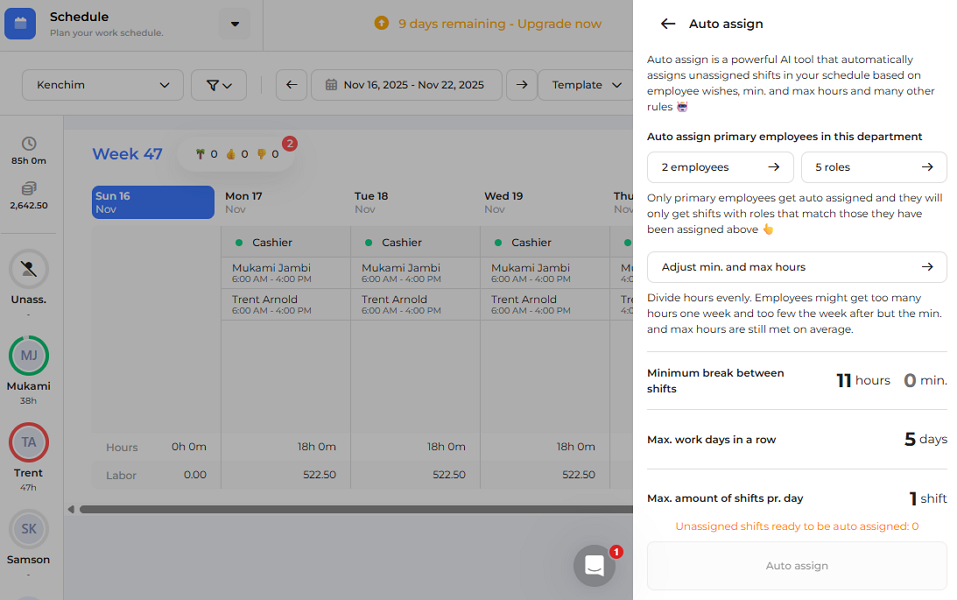 Screenshot showing Workfeed Auto-assign tool