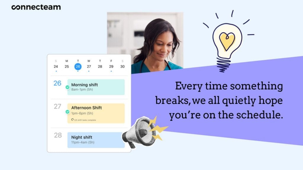 picture of a work schedule and a funny employee appreciation quote