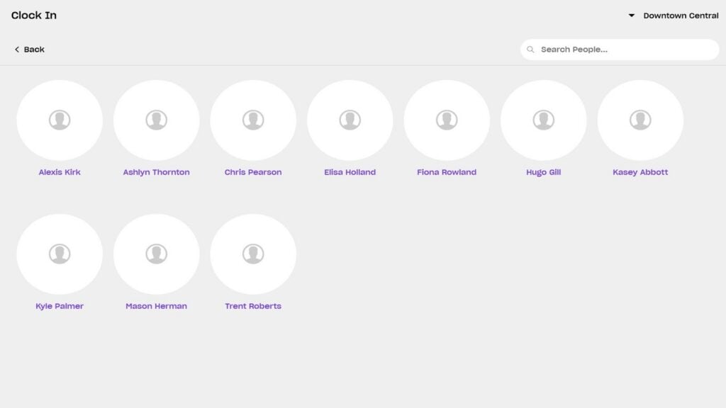 Droppah&rsquo;s photo time clock showing a business&rsquo;s employees