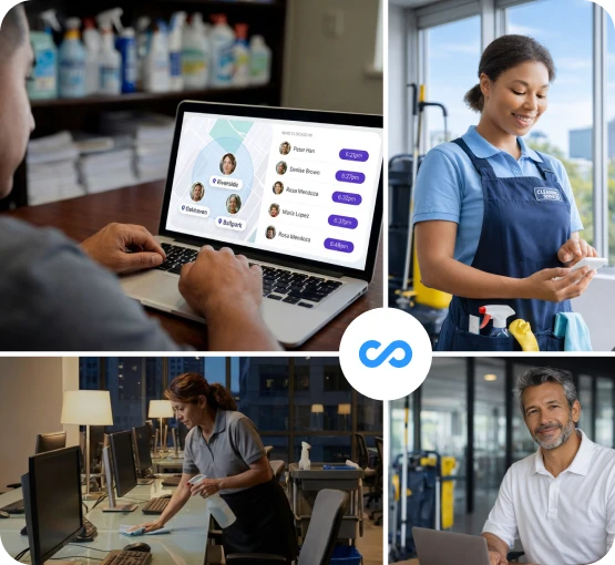 Employee scheduling and cleaning worker management system