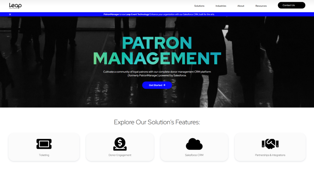 Leap Patron Management homepage screenshot