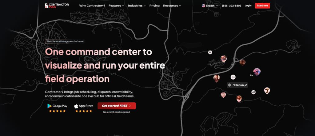 contractor+ webpage