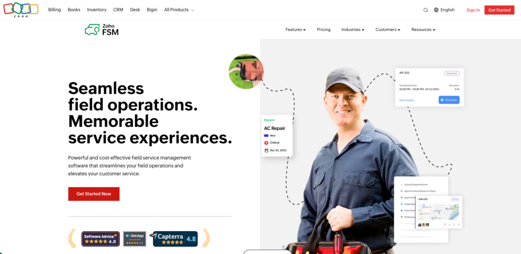 ZohoFSM website