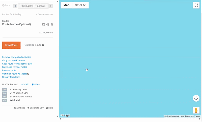 GIF showing how Yardbook's route planner works.