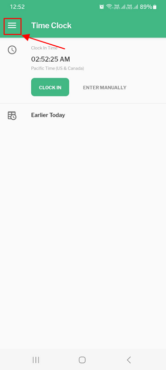 Screenshot showing minimized menu.