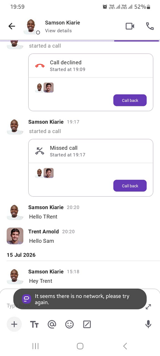 Screenshot showing Pumble app in offline mode
