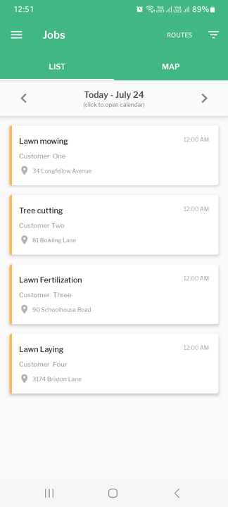 Screenshot showing Yardbook's mobile app UI.