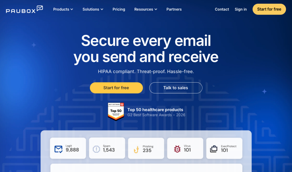Paubox homepage reading 