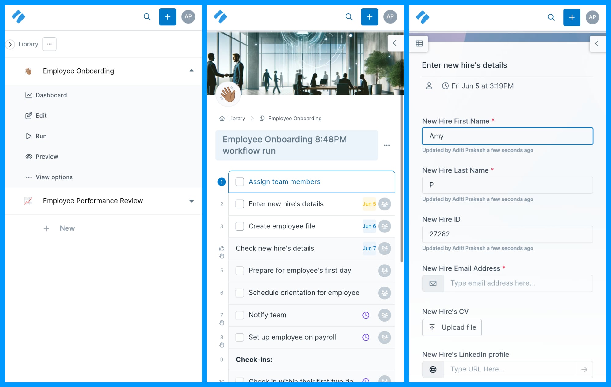 An image of Process Street&rsquo;s mobile app, showing how you can create checklists, run workflows, and complete tasks.