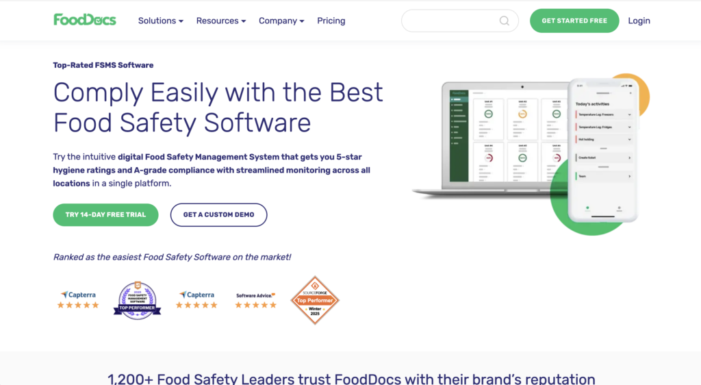 FoodDocs homepage screenshot