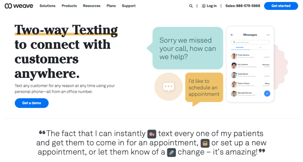 Weave homepage screenshot