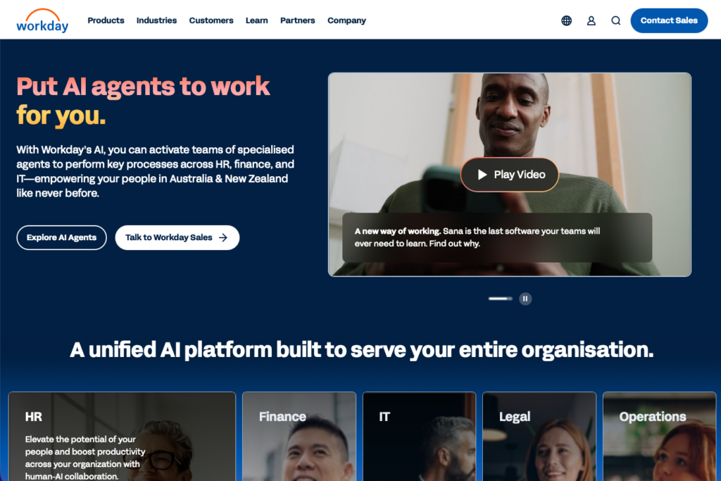Workday AU Homepage screenshot