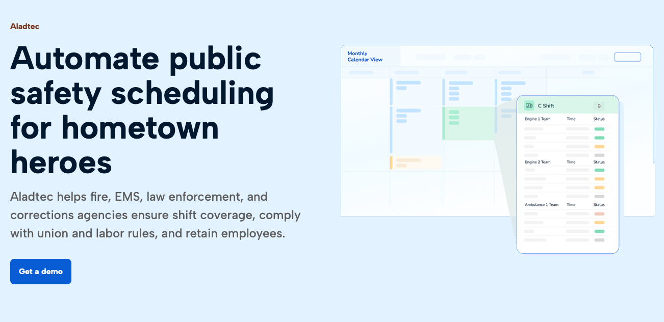Aladtec helps departments build complex shift schedules.