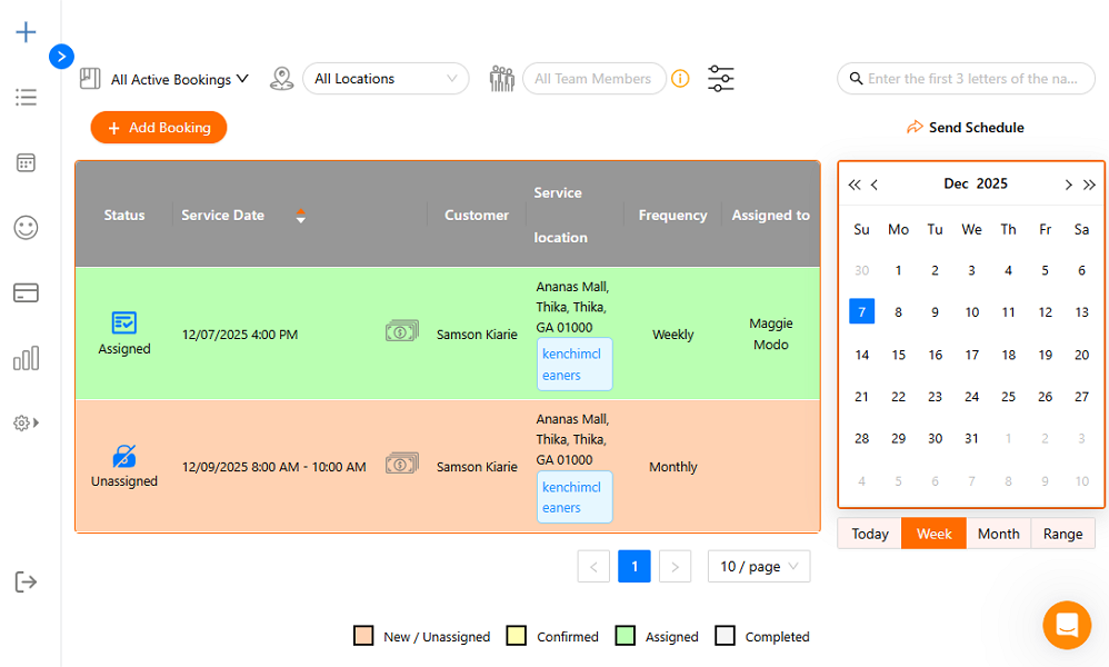 Screenshot showing Automaid’s new web app.
