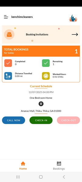 Screenshot showing Automaid’s employee app.