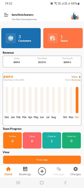 Screenshot showing Automaid’s staff app.