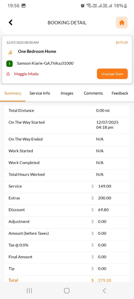 Screenshot showing employee activities.
