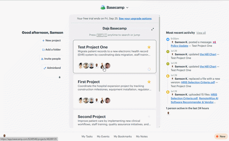 GIF showing how users can change Basecamp background color.