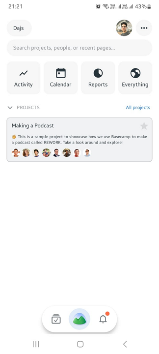 Screenshot showing Basecamp&rsquo;s mobile app, employee UI.