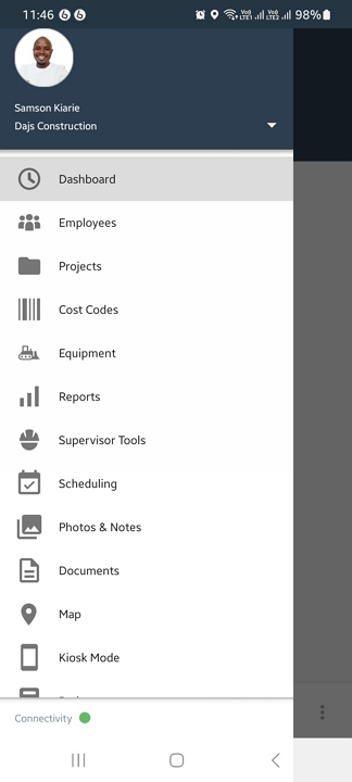 Screenshot showing busybusy's mobile app - manager version.