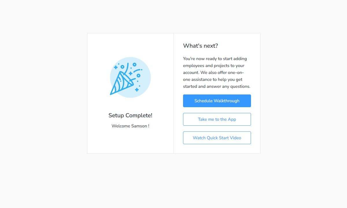 Screenshot showing busybusy onboarding options.