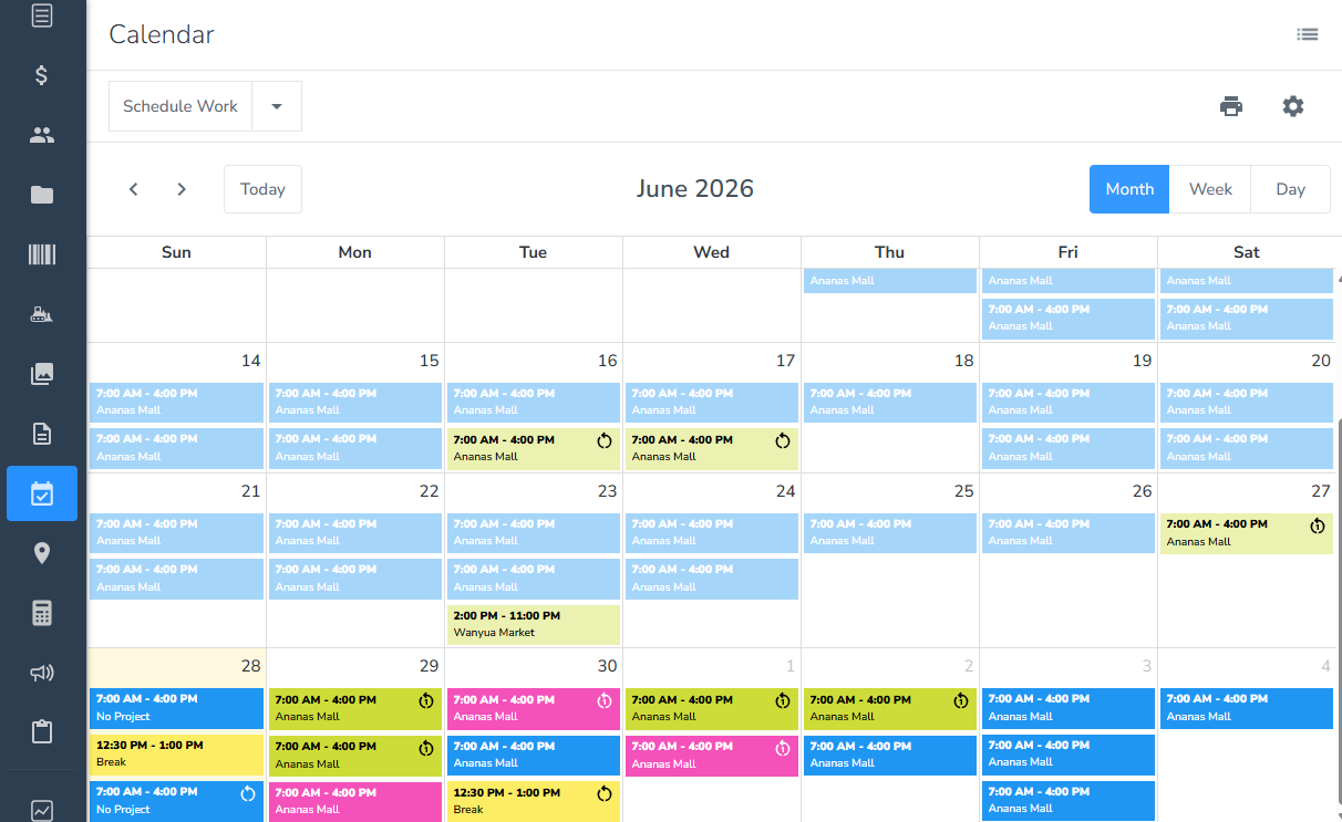 Screenshot showing busybusy's schedule page.